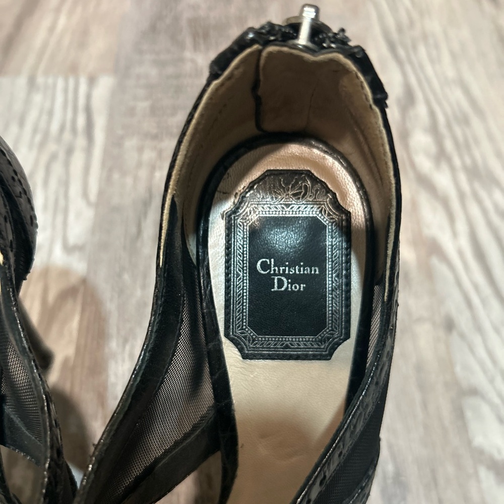 Gently used Christian Dior Black Mesh Heels! Size 36 1/2. - Picture 3 of 8